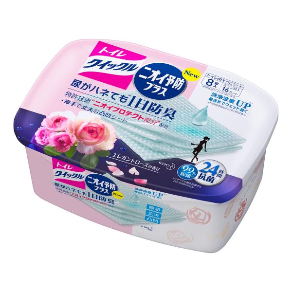 クイックル トイレ トイレ用洗剤 ニオイ予防プラス ローズ容器入 8枚