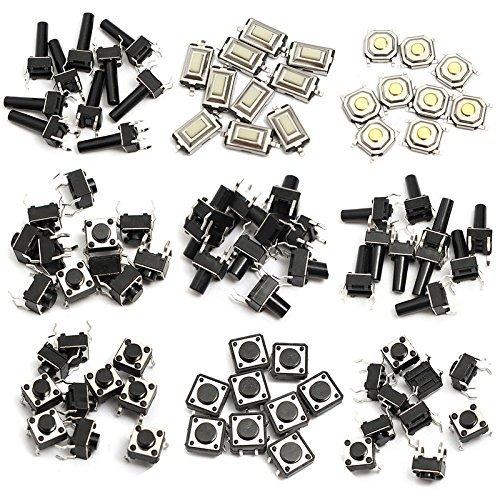 WINGONEER 140pcs 14タイプ瞬間触覚プッシュボタンスイッチマイクロSMDタクトスイッ...