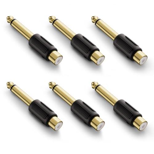 VCE 6.35mmオス to RCAメス変換アダプター 6個セット 6.35mmモノラル ピンプラ...