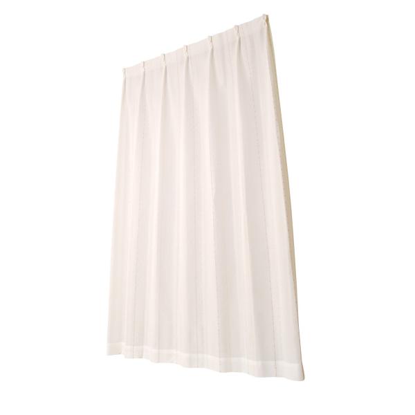 ユニベール ミラーレースカーテン エコカラーストライプ アイボリー 幅100×丈103cm 2枚組