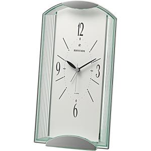 リズム(RHYTHM) クオーツ 置き時計 アナログ エピソル556 電子音 アラーム 緑 (透明色...