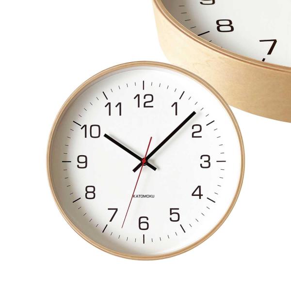 KATOMOKU plywood clock 4 ナチュラル km-61NARC 掛け時計 連続秒針...