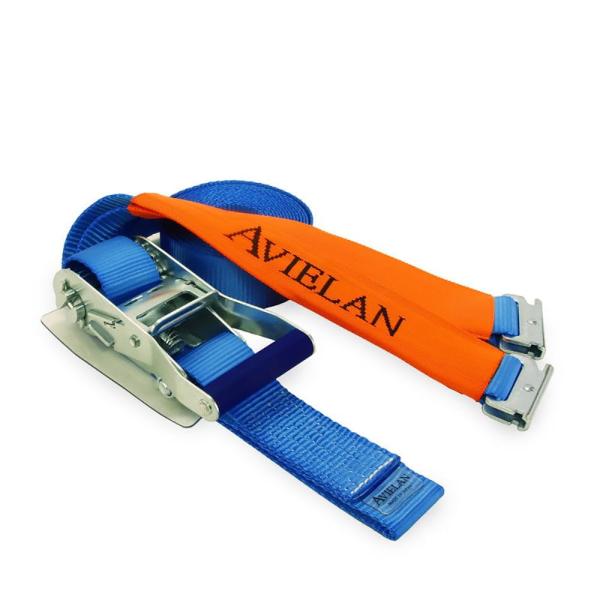 アヴィエラン(AVIELAN) ラッシングベルト 50mm幅 Rフック(トラックレール対応) 巻取 ...