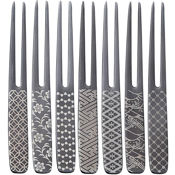 Todai かんざし ピックフォーク 黒酸化発色 7pcs 日本製