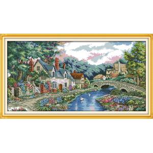クロスステッチ刺繍キット 田園風景 農村風景 図柄印刷 初心者 ホームの装飾 8パターン選択