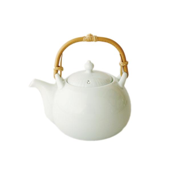 深山 土瓶 胴穴茶こし細 つる付き 400cc ひょうたんをモチーフに制作 縁起物 白磁 フクベ 日...