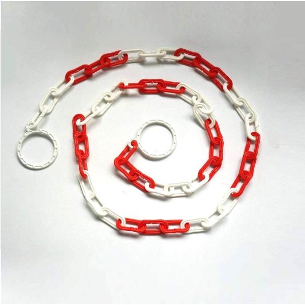 プラスチックチェーン(コーン用) 両端O型 強化プラスチック製 赤/白 長さ2m パイロンへそのまま...