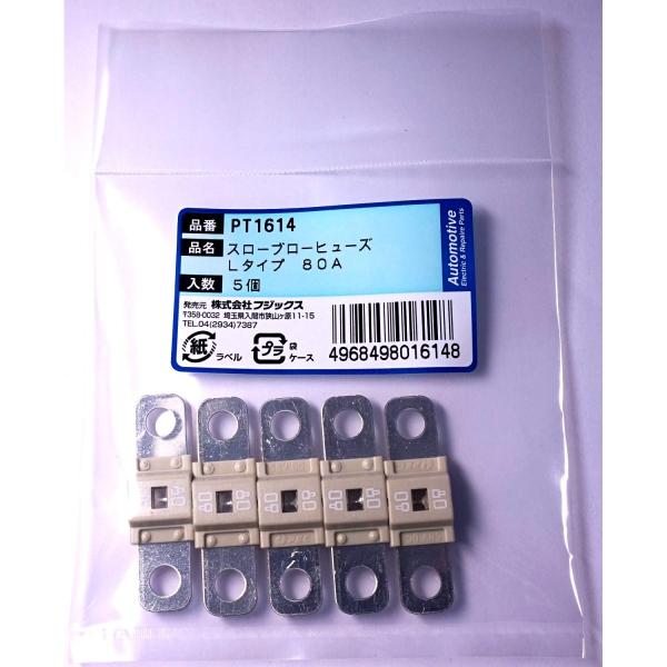 PT1614 3189(SBFW-L)スローブローヒューズ Lタイプ 80A 5個 PT1614