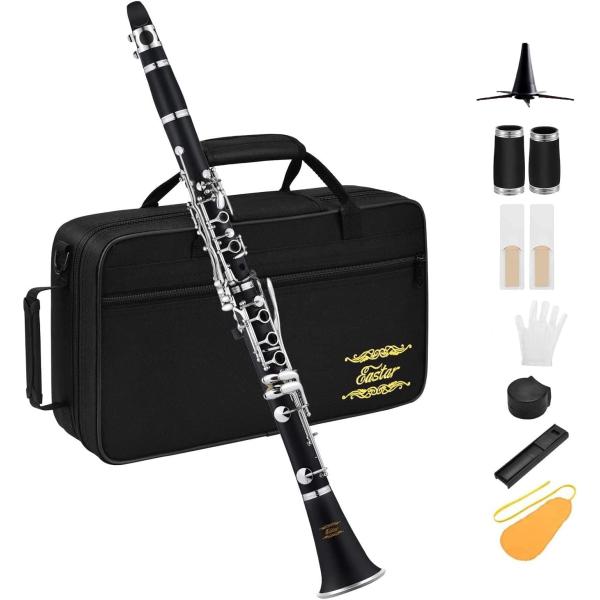 Eastar クラリネット ニッケルメッキ B調 Clarinet ABS樹脂管体 ベーム式 お手入...