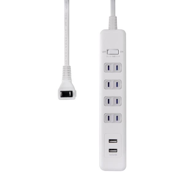 エルパ(ELPA) 耐雷USBタップ 雷ガード 延長コード コンセント 4個口 2ｍ 100V 14...
