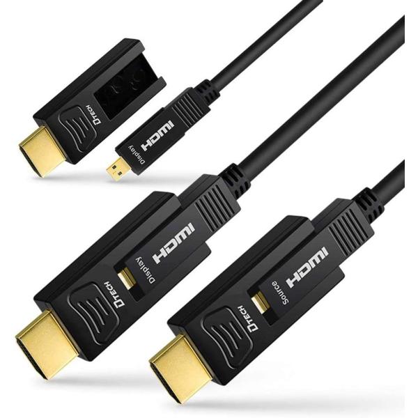 DTECH 配管用 着脱式 光ファイバーHDMIケーブル 10m HDMI タイプA ＋HDMI タ...