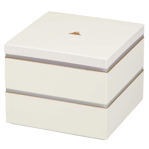 宮本産業 重箱 ホワイト 1600ｍｌ 二段重 富士山 シール蓋付