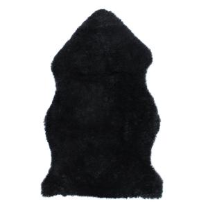ムートンラグ 天然 オーストラリア産 短毛 1匹物 ラグ ブラック 60×95cm 洗える NFG001