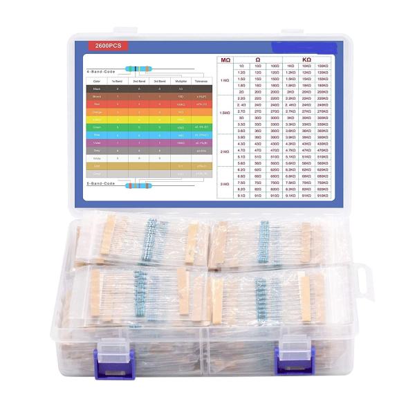 ARCELI 2600個 130値抵抗器キット、1％各種抵抗器 1オーム-3Mオーム1 / 4W金属...