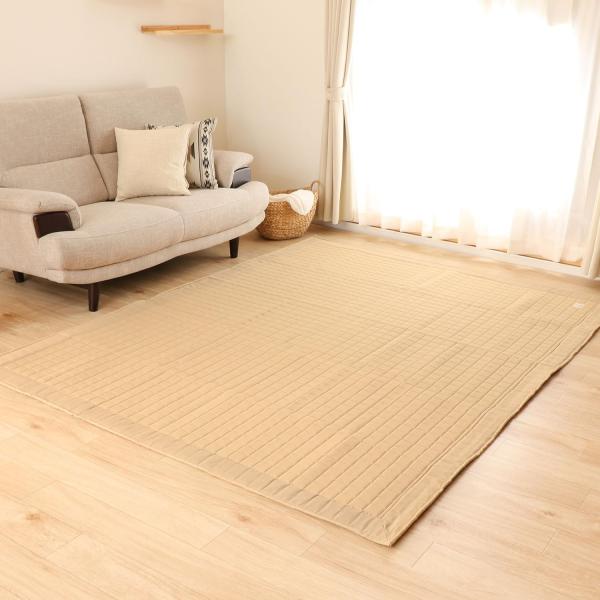 フリーリー ラグ カーペット 綿100% 130×185cm 【10mm 厚手】キルティングラグ 洗...