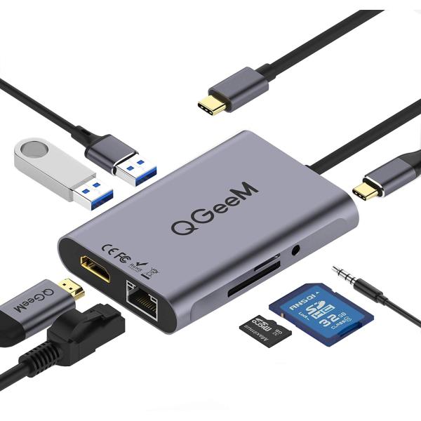 USB C ハブ,QGeeM 8 in 1 USB TypeC HDMIドッキングステーション,la...