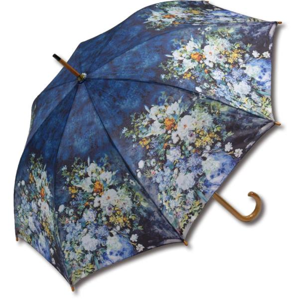 ユーパワー 傘 マルチカラー 58cm(親骨長) 木製ジャンプ傘 名画シリーズ ルノワール「大きな花...