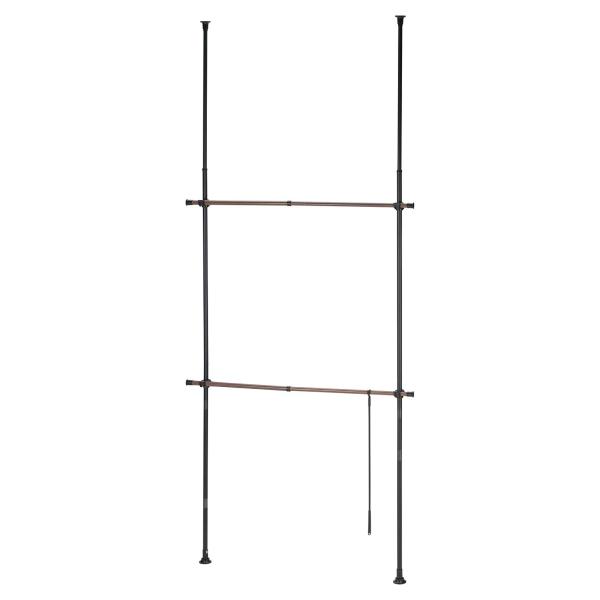 武田コーポレーション 75~120×9×220~280cm 衣類収納・つっぱり棚・壁面収納 ブラック...
