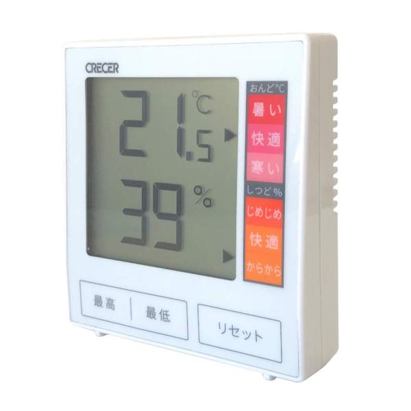 クレセル 室内用 デジタル温湿度計 CR-1180W 白 88×81×24mm