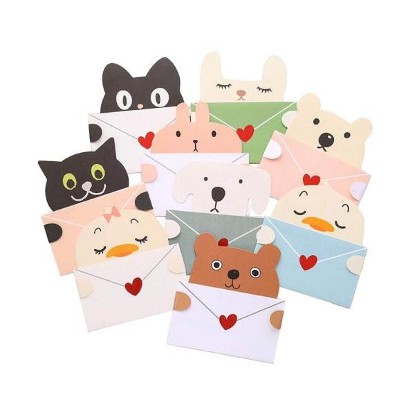 YFFSFDC 動物 メッセージカード 9種セット アニマル 感謝カード ミニレター ミニカード 誕...