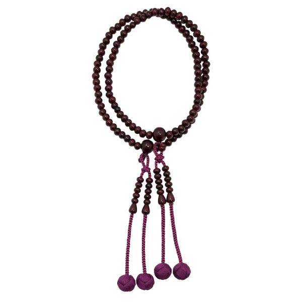 土屋念珠店 京念珠 女性用 振分数珠 紫檀 正絹房 紙箱入 -真言宗用- 女性用 主玉:5mm