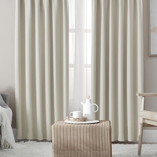 Hansleep カーテン 1級遮光 4枚組 ベージュ 大きめ 幅100cm丈200cm UVカット...