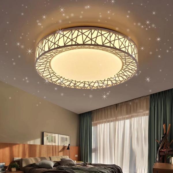 LED シーリングライト 星空効果 35W 無段階調光調色タイプ 6~8畳 常夜灯 モード メモリ機...