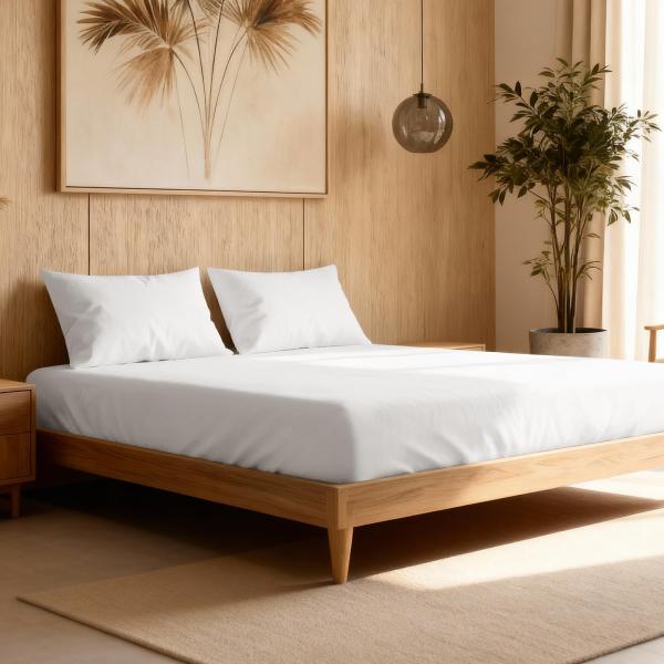 Pizuna (ピズナ) 100%コットン製 高級ボックスシーツ シングル - 天然綿 400スレッ...