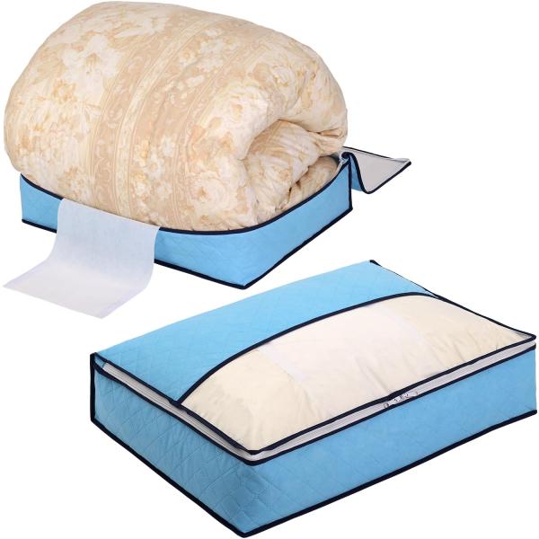 アストロ 収納ケース 羽毛布団用 シングルサイズ用 ライトブルー 通気性の良い不織布製 羽毛布団収納...