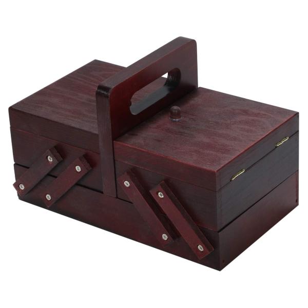 r_planning 木箱 木製 ソーイングボックス 針箱 ストレージ ボックス ブラウン ハンドル...