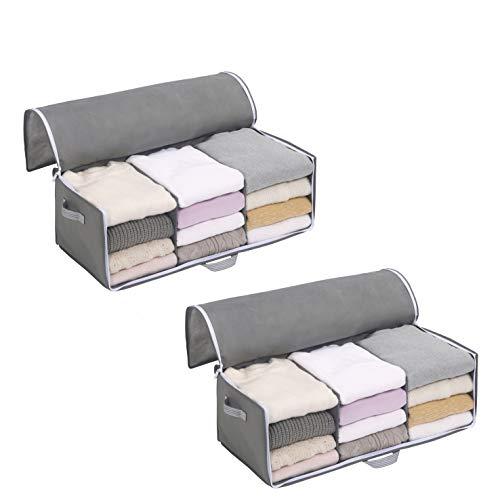 東和産業 衣類 収納袋 出し入れ簡単 がばっと収納袋2 グレー Lサイズ 約70×32×24cm 8...