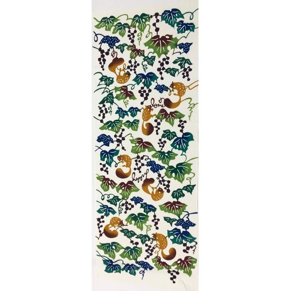 ヤギセイ 注染手ぬぐい 紅型作家シリーズ 『ぶどうとりす』 沖縄 カラフル 日本製