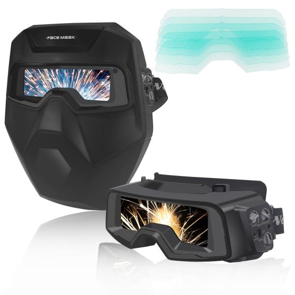 Asyoubuy 溶接メガネ 溶接ゴーグル 溶接面 自動遮光 超軽量 予備用保護プレート5枚 外側交...