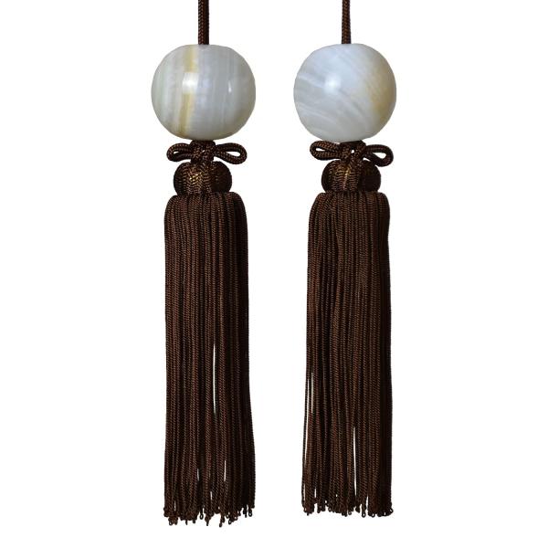 風鎮 オニックス 丸玉 (房：茶色) オニキス 掛け軸飾り