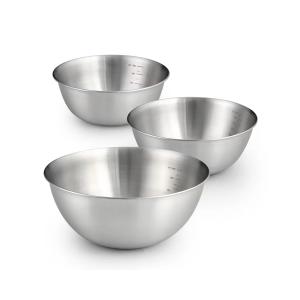 TXCAOT3点セット深型ステンレス ボール深型 ボウル18-8ステンレスサラダボウルケーキボール目盛付16cm 19cm 24cm｜NIRVANA shop