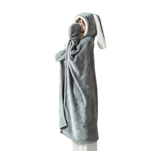 「TOWYYO」 着る毛布 レディース 子供 かわいい うさ耳 フード付き ハート 手袋付き ボタン...