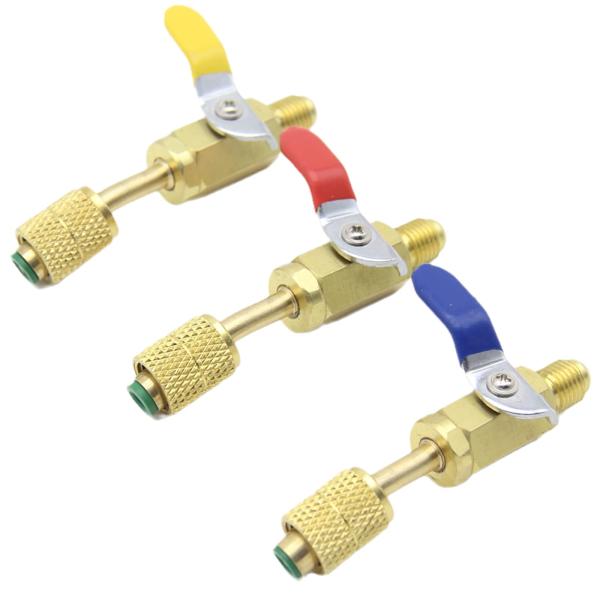 R134A45度角度付きコンパクトシャットオフボールバルブ1 / 4’SAEアダプター3色R12 R...