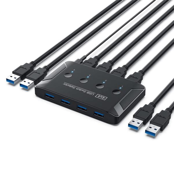 NFHK KVM USB3.0スイッチセレクターキーボードマウススキャナープリンター用の4つのデバイ...