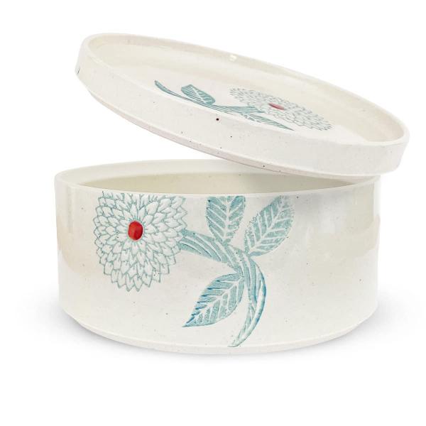 J-kitchens 勲山窯 お櫃 2合 陶器 電子レンジ対応 ダリア ライトブルー φ18x9.5...