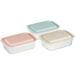 スケーター(Skater) 溝が無く洗いやすい 保存容器 700ml 3個セット フタをしたままレン...