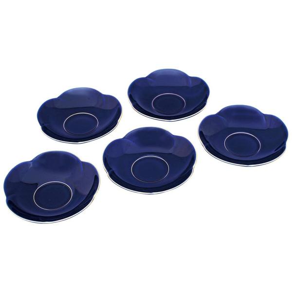 香蘭社 茶托セット 5枚 ルリ色 梅形 有田焼 日本製 艶やかで優しい梅の花の形の茶托はお湯呑を引き...