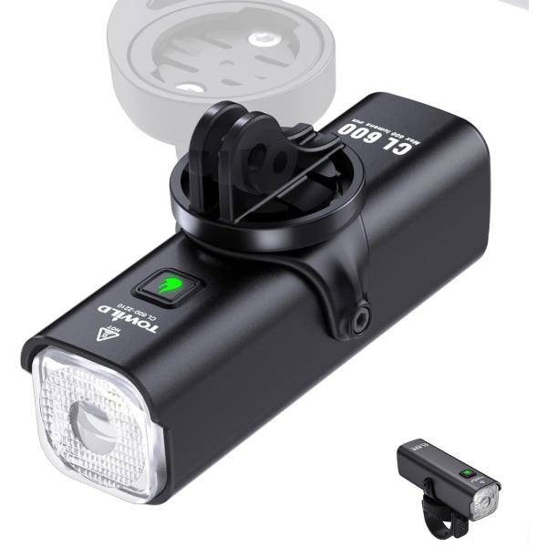 TOWILD CL600 自転車ライト 充電式 600ルーメン 大容量2600mAh USB充電 I...