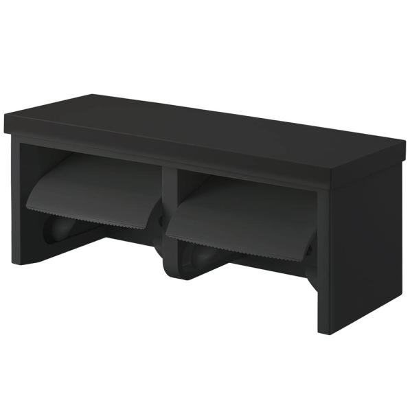 SANEI(サンエイ) ダブルペーパーホルダー棚付 樹脂棚板 ブラック 小物置き 耐荷重5kg ビス...