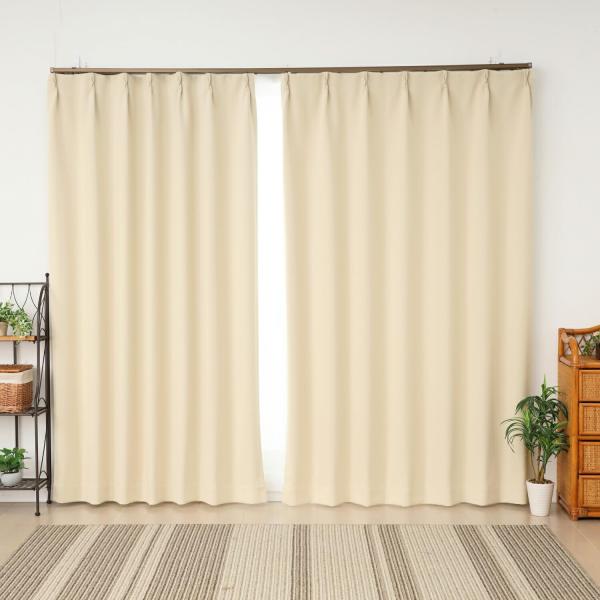 カーテン天国 遮光カーテン 遮光1級 フルダル 無地 断熱 「ムック」 5317ベージュ 幅100x...