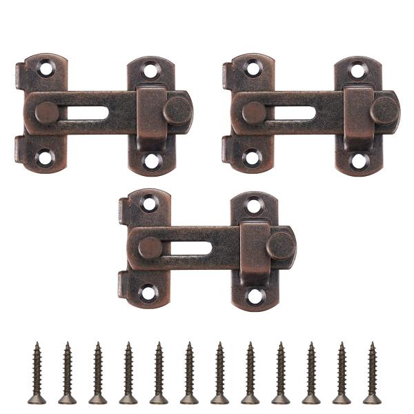 Litorange ドアロック 3個セット 銅色 レトロスタイル ステンレス製 １８０度留め金タイプ...