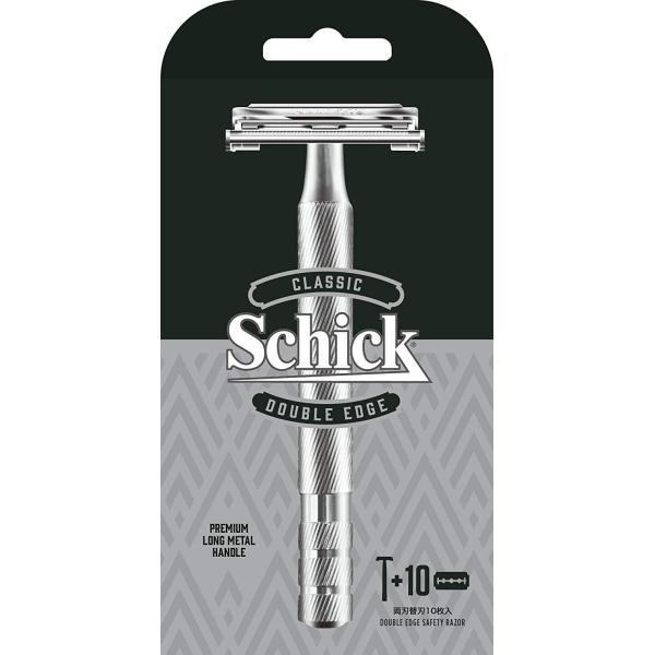 Schick(シック) クラシック ダブルエッジ 両刃 ホルダー(刃付き+替刃10コ入) シルバー ...