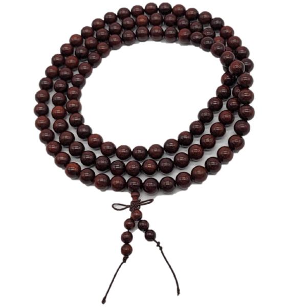 数珠ネックレス ブレスレット 直径1.2cm 108珠 長さ130cm 木製 ローズウッド メンズ ...