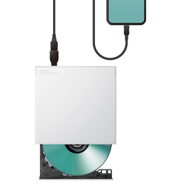 ロジテック CDドライブ スマホ用CD録音ドライブ 有線 Android対応 USB2.0 ホワイト...