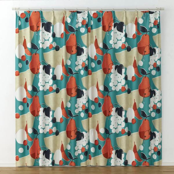 スミノエ(Suminoe) ドレープカーテン ブルー 100×178cm フルーツフルーツ 洗える ...