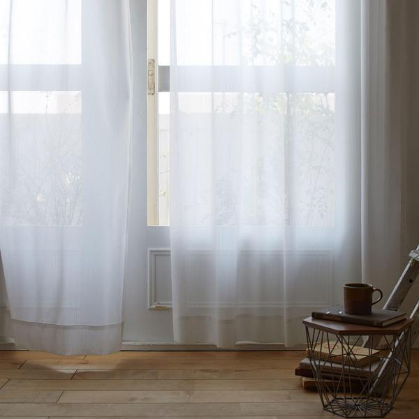 スミノエ(Suminoe) レースカーテン ナチュラルホワイト 100×133cm ブロンシェ 洗え...